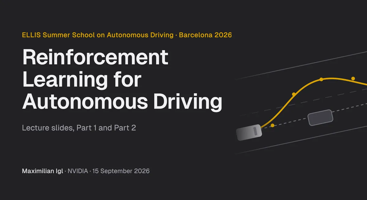 Reinforcement Learning for Autonomous Driving: Lecture Slides